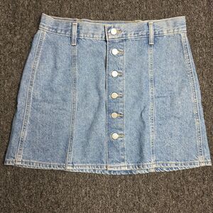 Levi's Skirt Women's 26 Denim Button Front A-Line Retro Mini Jean Skirt